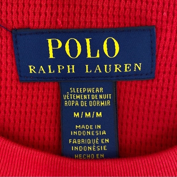POLO Ralph Lauren Crewneck Waffle-Knit Sleep Shirt Red Size Medium NWT - Picture 10 of 14